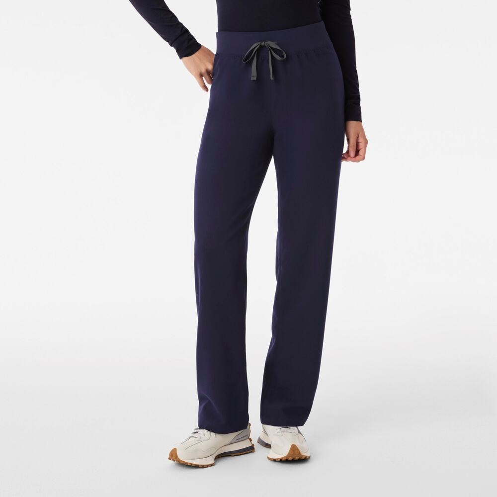 FIGS Livingston High-Rise Straight-Leg Scrub Pant Womens S Navy Pockets Logo